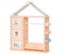 Armadio Cameretta, Mobile Portagiochi Con Contenitori E Appendiabiti In Pe Arancione, 128x34x155cm