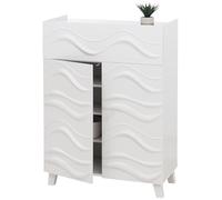 Armadio cassettiera HWC-N86, armadietto credenza Mobile, Design a Onda 3D Ante Push-to-Open 107x76x36cm - Bianco