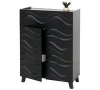 Armadio cassettiera HWC-N86, armadietto credenza Mobile, Design a Onda 3D Ante Push-to-Open 107x76x36cm - Nero