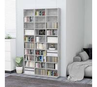 Armadio CD grigio cemento in legno 102 x 16 x 177,5 cm con 30 scomparti aperti, salvaspazio e robusto per soggiorno, ufficio, stoccaggio e organizzazione home theater