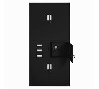 Jan Nowak Armadio da Ufficio C018S II Armadietto Archivio in Metallo con cassaforte 3 cassetti vano segreto Verniciato a polvere Chiudibile 185 cm x 90 cm x 40 cm (Nero)