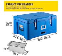 Armadio coibentato da 30 litri 3 vaschette portavivande contenitore for consegna cibo contenitore impilabile con caricatore superiore cabina refrigerata for esterni(Blauw)