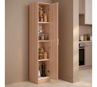 Armadio Con 1 Anta Armadietto Dispensa Mobile Multiuso Salvaspazio Con Ripiani Regolabili Anta Reversibile Ideale Per Cucina Ripostiglio Bagno Terrazzo 37 x 37 x 180 Cm Rovere