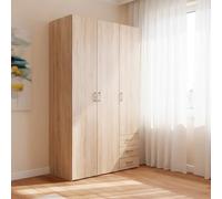 Armadio Con 3 Ante E 3 Cassetti Multiuso Per Abiti Indumenti Design Moderno Capiente Vano Appendiabiti Ripiani Interni Per Camera Da Letto Lavanderia 115.8 x 49.5 x 200.4 Cm Rovere