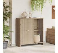 Armadio con lo Scaffale Beige 100 x 36 x 102 cm Rattan | Rattan durevole, forma rettangolare, ripiani in legno flessibili, manopole pratiche, porta oggetti, soggiorno, stile moderno