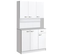 Armadio con Pensili da Cucina in Legno Bianco 101x39x180 cm