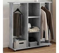 Armadio con Ruote Grigio Cemento 102x38x110cm Legno Multistrato