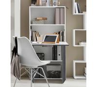 Armadio con Scrivania a Scomparsa 70x35x140 cm Dalia Bianco/Report Grigio