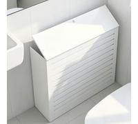 Armadio Copri Collettore Riscaldamento a Pavimento WPC Copritermosifone | Mobile Copri Valvola Bagno Senza Fori Pannello Superiore Apribile Nasconde Le Tubature Antiestetiche(50x60x20cm)