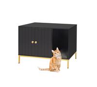 Relaxdays Tappetino per lettiera, Mobile, Nero/Oro, HBT: 55x80x50 cm