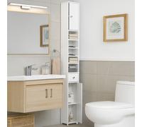 Armadio da Bagno Alto Mobiletto 2 Ante e 1 Cassetto Bianco Armadietto 20x180 cm