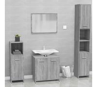 Armadio da bagno con specchio e scaffale, mobile in legno controlaccato, grigio sonoma, 1 scomparto e 2 porte, design elegante per l'organizzazione del bagno