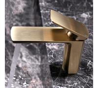 Armadio da bagno in ottone rubinetto lavandino caldo e freddo valvola in ceramica cursore lavandino sottopiano pistola disegno grigio spazzolato oro modello corto