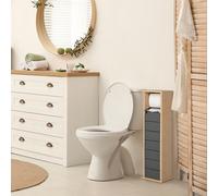 Armadio da Bagno Porta Carta Igienica Organizzatore Ripiano Regolabile Color Bambù Grigio 18x18x75cm Descrizione:Fate ancora fatica a tenere in ordine tutte le suppellettili del bagno? Questo semplice