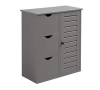 Armadio da Bagno Relaxdays, HxLxP: 80 x 60 x 30 cm, 3 cassetti e Ripiani, armadietto per Bagno, Ingresso, Cucina, Grigio