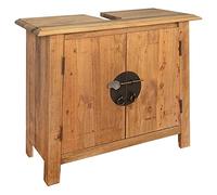 Armadio da bagno rustico in legno massello con porta, toletta, mobiletto per lavabo, durevole, in legno massello riciclato 70 x 32 x 63 cm