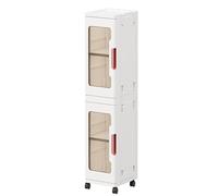 armadio da bagno sottile e alto a 2 livelli, armadio da bagno stretto con ante e ripiani trasparenti, adatto per piccoli spazi, bagni, cucine
