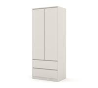 Armadio da camera da letto con 2 ante e 2 cassetti, armadio portaoggetti moderno con asta e sistema senza maniglia, armadio salvaspazio per ingresso e ufficio, stile minimalista linea MAJA (Cachemire)