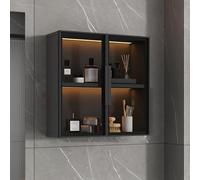 Armadio da cucina a parete, con telaio in lega di alluminio, con ante in vetro, 2/3 strati in legno massello, ideale per l'organizzazione del bagno e della sala da pranzo.