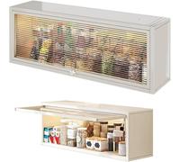 Armadio da cucina a parete di grande capacità, senza trapano, porta a ribalta, bianco traslucido, utensile salvaspazio per cucine moderne