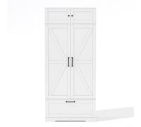 Armadio da cucina autoportante, con cassetti e ante a battente, ripiano regolabile, maniglie in metallo, chiusura magnetica (Blanc)