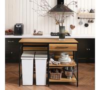 SoBuy Isola Cucina con Piano Lavoro, Carrello Cucina con Ruote e Cassetto, Mobiletto Cucina Salvaspazio, Credenza, Penisola Cucina Vintage 120x45x90cm, FSB71-PF