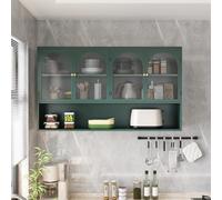 Armadio da Cucina in Vetro da Appendere alla Parete, 120 L x 23 W x 70 cm, Pensile con Porta per Cucina, Living Room, Bagno (Verde)