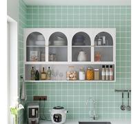 Armadio da cucina in vetro, da appendere alla parete, in vetro, 120 L x 23 W x 70 cm, pensile con porta in vetro, per cucina, Living Room, bagno (bianco)