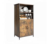 Armadio da Cucina Relaxdays, Stile Industriale, scaffale con Ante, HLP: 124,5 x 60 x 35 cm, Mobile Vintage, Marrone