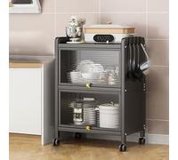 Armadio Da Cucina ,Scaffale Da Cucina Metallo con Porta Ribaltabile, Credenza Cucina,Scaffale Da Panetteria con Rotelle ,Supporto per Forno A Microonde, per Sala Da Pranzo, Soggiorno ( Size : 45x36x85