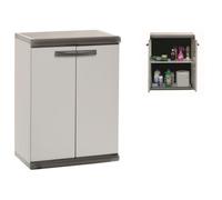 Armadio da Esterno 67x35x84 cm 2 Ante 1 Ripiani in Resina Grigio