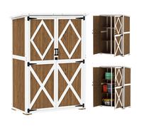 Armadio da Giardino 116,5x57x159-167 cm Tetto in Bitume in Legno di Abete Marrone e Bianco