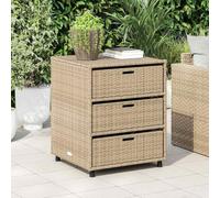 Armadio da giardino beige polyrattan con 3 cassetti 55 x 59 x 69 cm, resistente alle intemperie e robusto, ideale per giardino, balcone, terrazza per riporre cuscini, accessori per piscina e attrezzi
