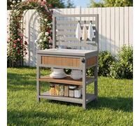Armadio da giardino con lavandino, rubinetto e apribottiglie, armadio da cucina per esterni resistente alle intemperie, con piano di lavoro, cassetto e ripiani regolabili, stazione barbecue