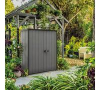 Keter Porta Attrezzi da Esterno Cortina Alto, Ideale per il Giardino, Grigio Scuro, 140x73,6x170,4H cm, 1400 L