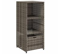 Armadio da giardino grigio polyrattan con 2 ripiani e cassetto, 50 x 55 x 115 cm, resistente alle intemperie, per giardino, balcone, terrazza, robusto spazio per cuscini, accessori per piscina