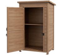 Armadio Da Giardino In Legno Con Ripiano Regolabile E Catenaccio, 75x56x117cm, Marrone