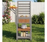 Armadio da giardino in legno per esterni, resistente alle intemperie, con grande superficie di lavoro in acciaio inox e doppio ripiano, griglia con spazio aggiuntivo, armadio da cucina resistente alle