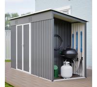 Armadio da giardino in metallo, 311 x 123 x 181 cm, con doppia porta e ventilazione, resistente alle intemperie, con telaio di fondazione e blocco di sicurezza, utilizzabile come garage per biciclette