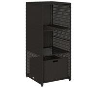 Armadio da giardino nero in polyrattan, 50 x 55 x 115 cm, resistente alle intemperie e robusto con spazio per giardino, balcone, terrazza, cassetto e telaio in acciaio verniciato a polvere