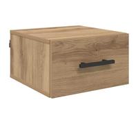 Armadio da Notte a Parete 35 x 35 x 20 cm in Legno Ingegnerizzato | Finitura opaca, superficie testurizzata, montaggio a parete, cassetti pratici, stile minimalista, camera da letto, zona