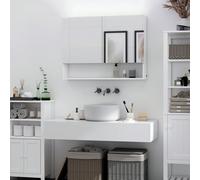 Armadio da Parete con Specchio, Luci a LED, Ripiano Aperto e Ripiano Interno Regolabile, per Bagno, in Vetro e MDF, 80x15x60cm, Bianco Description:Questo armadietto con specchio moderno HOMCOM ?dotato
