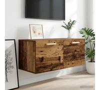 Armadio da parete in legno anticato, 80 x 36,5 x 35 cm, con anta a battente | Materiale resistente, resistente all'umidità, porta oscillante a 90°, montaggio a parete, due scomparti, maniglie gialle