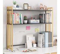 Armadio da scrivania in metallo, libreria da scrivania a 2 livelli e organizer per computer, espositore regolabile per casa, ufficio e dormitorio, soluzione di archiviazione