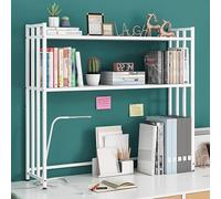 Armadio da scrivania in metallo, libreria da scrivania a 2 livelli e organizer per computer, espositore regolabile per casa, ufficio e dormitorio, soluzione di archiviazione