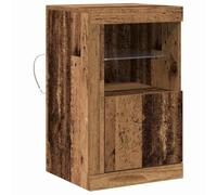 Armadio da Stoccaggio in Legno Rustico di Media Grandezza con Finitura Invecchiata e Ripiano in Vetro - Ampio Spazio per Soggiorno e Camera da Letto - Costruzione in Legno Massello Recuperato - Soluz