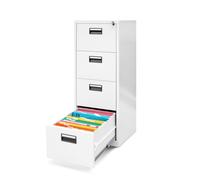 Jan Nowak Armadio da Ufficio Armadietto per Archivio Schedario Portadocumenti con 4 cassetti in lamiera d'acciaio verniciata a polvere 132 cm x 46 cm x 62 cm (Bianco)