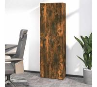 Armadio da ufficio in rovere affumicato, 60 x 32 x 190 cm, in legno con 5 scomparti e due ante, ideale come armadietto per documenti e per riporre documenti.
