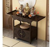 Armadio d'altare Buddista in Bambù Massiccio Stile Cinese con Cassetto e Ante Piano Largo Gambe Rinforzate Grande Capacità di Carico Varie Dimensioni per Preghiera Meditazione Puja(100x40x100cm)