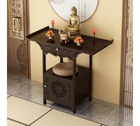 Armadio d'altare Buddista in Bambù Massiccio Stile Cinese con Cassetto e Ante Piano Largo Gambe Rinforzate Grande Capacità di Carico Varie Dimensioni per Preghiera Meditazione Puja(66x40x100cm)